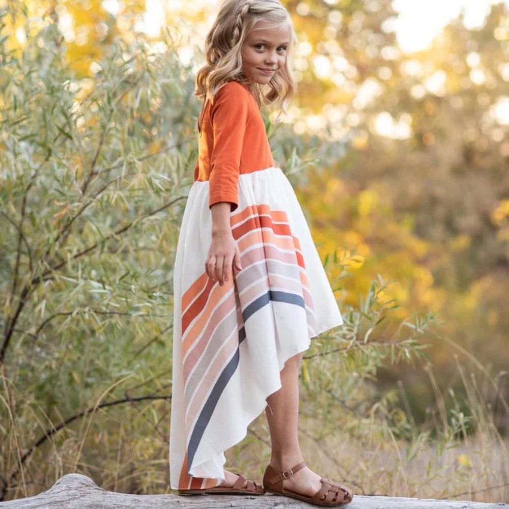 Oopsie Daisy Rust Rainbow Dress